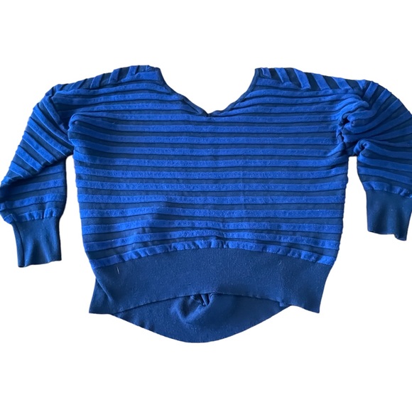 Lane Bryant Angled Stripe Navy Royal V Neck Sweater Womens Size 14/16 - Picture 2 of 4